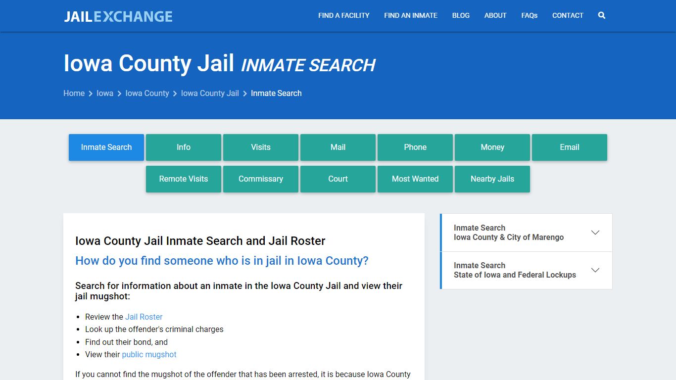 Inmate Search: Roster & Mugshots - Iowa County Jail, IA